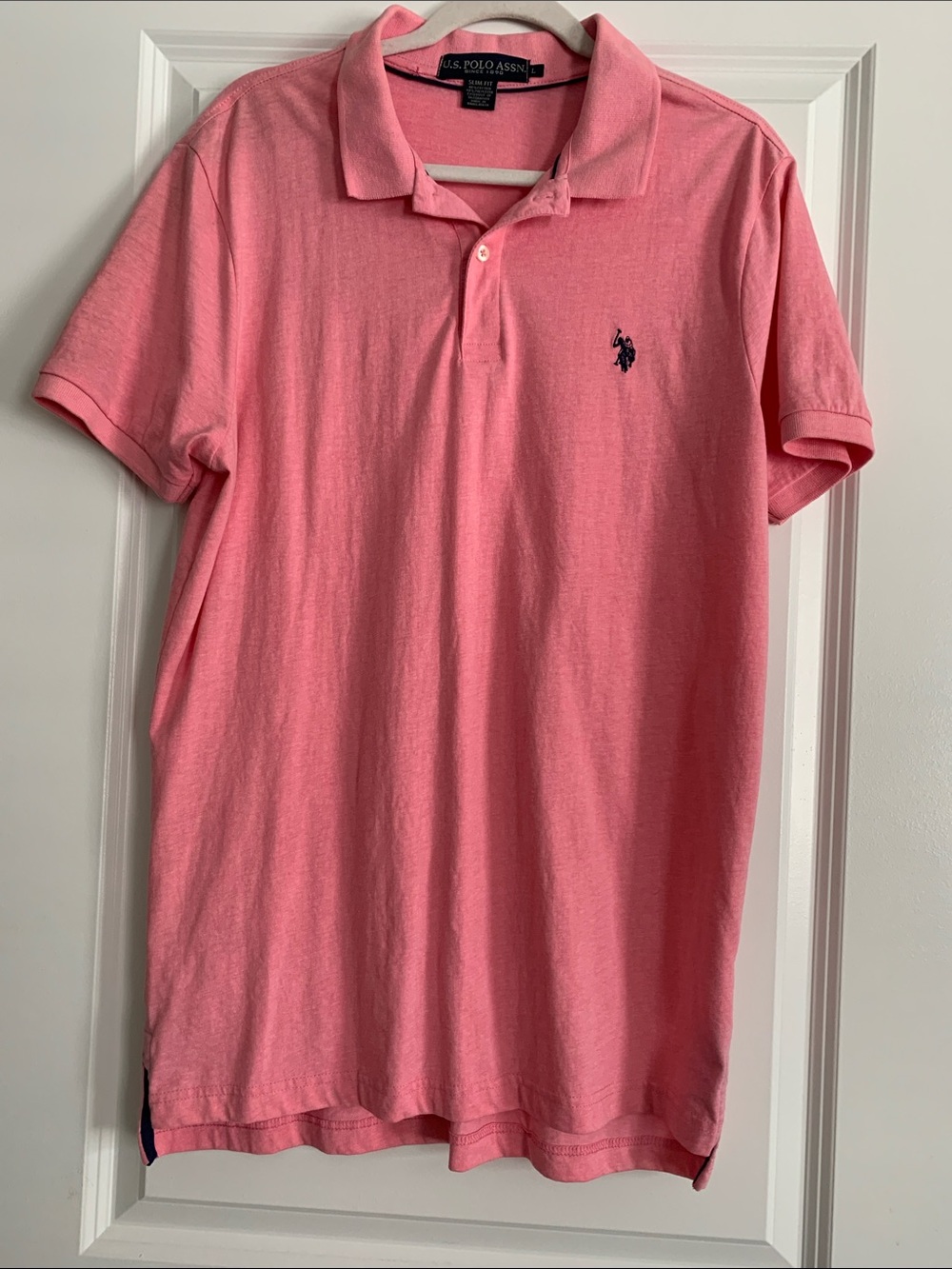 U.S. Polo Assn. Men’s Pink Polo with Navy Logo